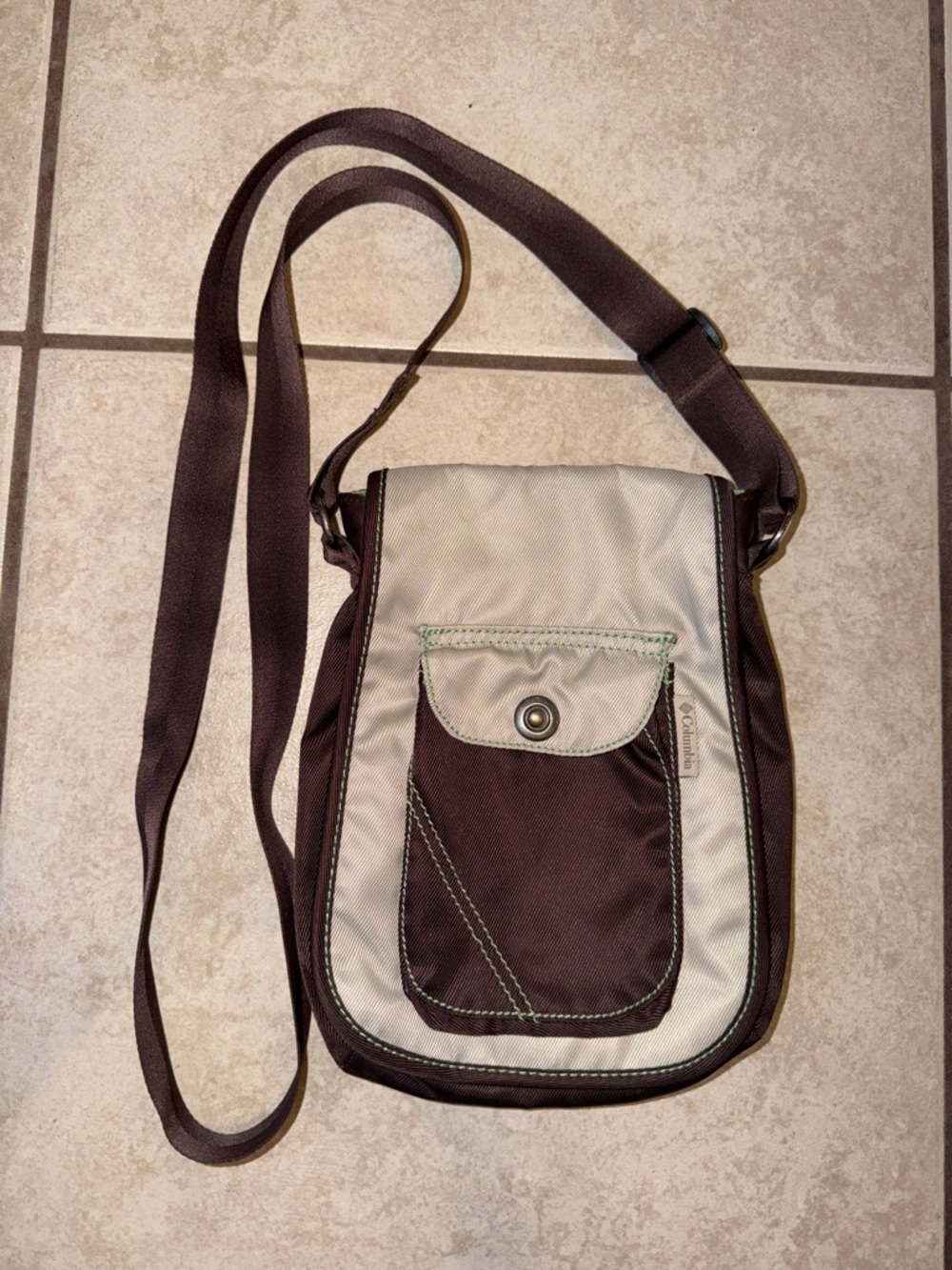 Columbia Brown and Cream Crossbody Shoulder Bag